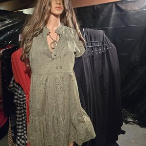 Joie Sage Green Eyelet Midi Dress